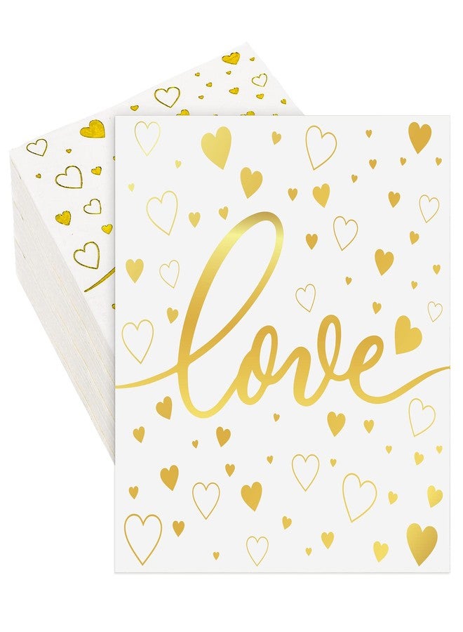 Whaline 80 Pack Valentine's Day Napkins Foil Gold Disposable Napkins Love Heart Printed Dinner Napkins Decorative Holiday Party Paper Napkins for Valentine's Day Party Supplies, 6.5 x 6.5 in - Image 1