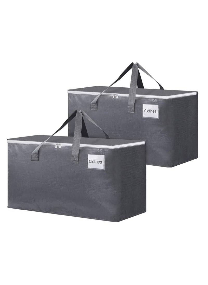 Oasisgalore 2 Pack Large Moving Boxes, 93L Grey Heavy Duty Storage Bags with Handles for Moves, Storage  - Image 1