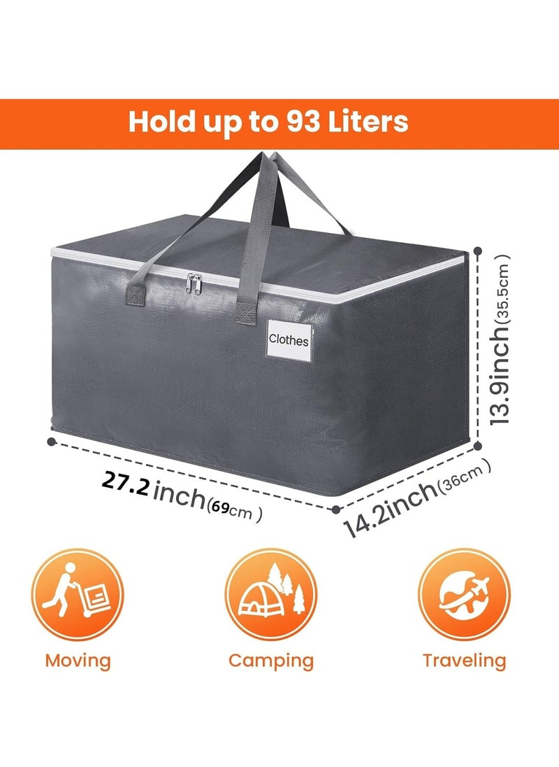 Oasisgalore 2 Pack Large Moving Boxes, 93L Grey Heavy Duty Storage Bags with Handles for Moves, Storage  - Image 2
