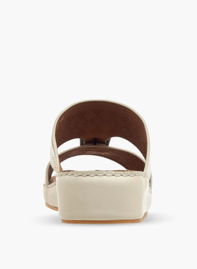 DUCHINI Men's Perforated Slip-On Arabic Sandals with Buckle Detail