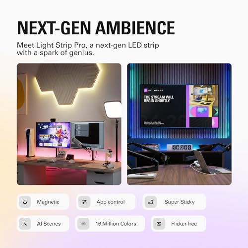Elgato Light Strip Pro – Individually Addressable RGB LEDs, AI Scenes, Adjustable Speed/Intensity/Direction – App Controlled on Mac, PC, iPhone, Android, Stream Deck - Image 2