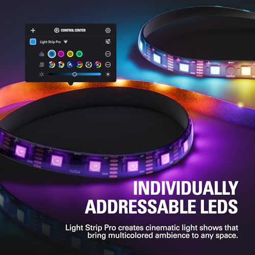 Elgato Light Strip Pro – Individually Addressable RGB LEDs, AI Scenes, Adjustable Speed/Intensity/Direction – App Controlled on Mac, PC, iPhone, Android, Stream Deck - Image 3