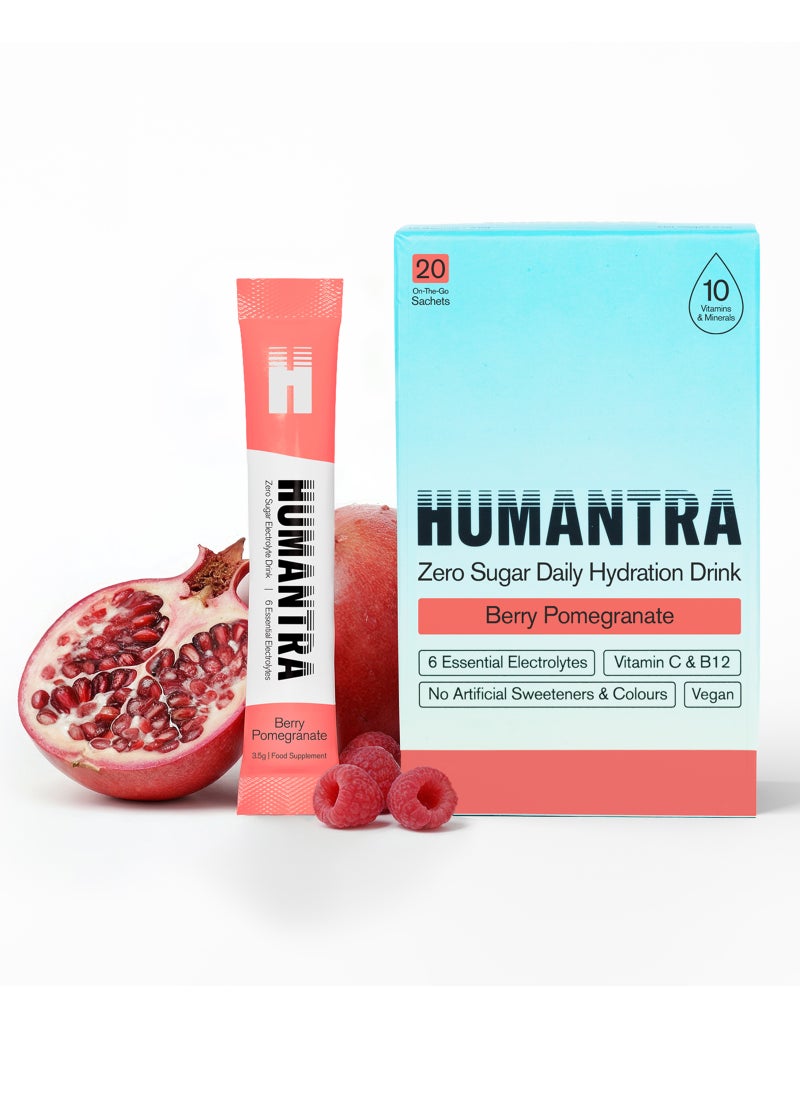 Humantra Berry Pomegranate Electrolyte Hydration Drink Sachets - Image 1