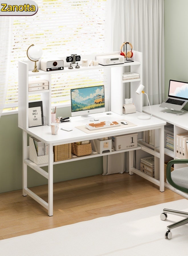 Zanotta Study Desk Study Table With Shelves , Multiple For Writing Study Home Office Wooden Office Children's Office 110*126*50cm - Image 1