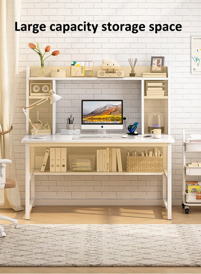Zanotta Study Desk Study Table With Shelves , Multiple For Writing Study Home Office Wooden Office Children's Office 110*126*50cm - Image 4