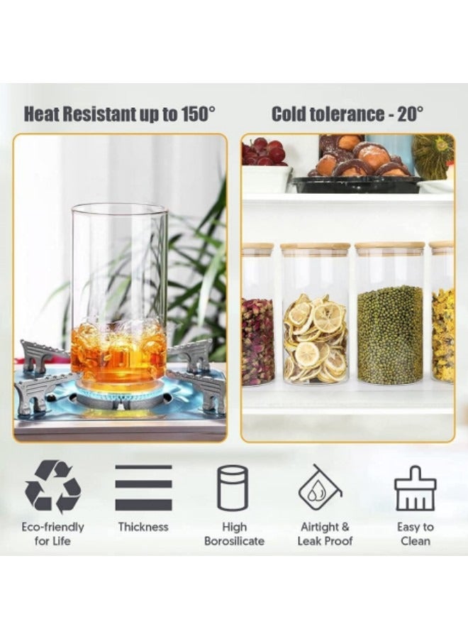 GGEROU Glass Storage Jar Containers Set,Spice Jar Set,4 Piece Glass Jar with Bamboo Airtight Lids and Labels 1000ml - Image 2