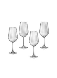 Crystalex Crystalex Red Wine Glass Waterfall Optic 550ml, Crystalline (Pack of 4) 