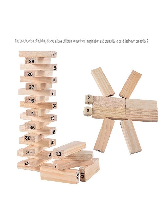 MKY® 48 Pcs 3 Dice Challenging Wooden Games Blocks for Adults and Kids, Wood Tumbling Tower Stacking Toys - Image 4