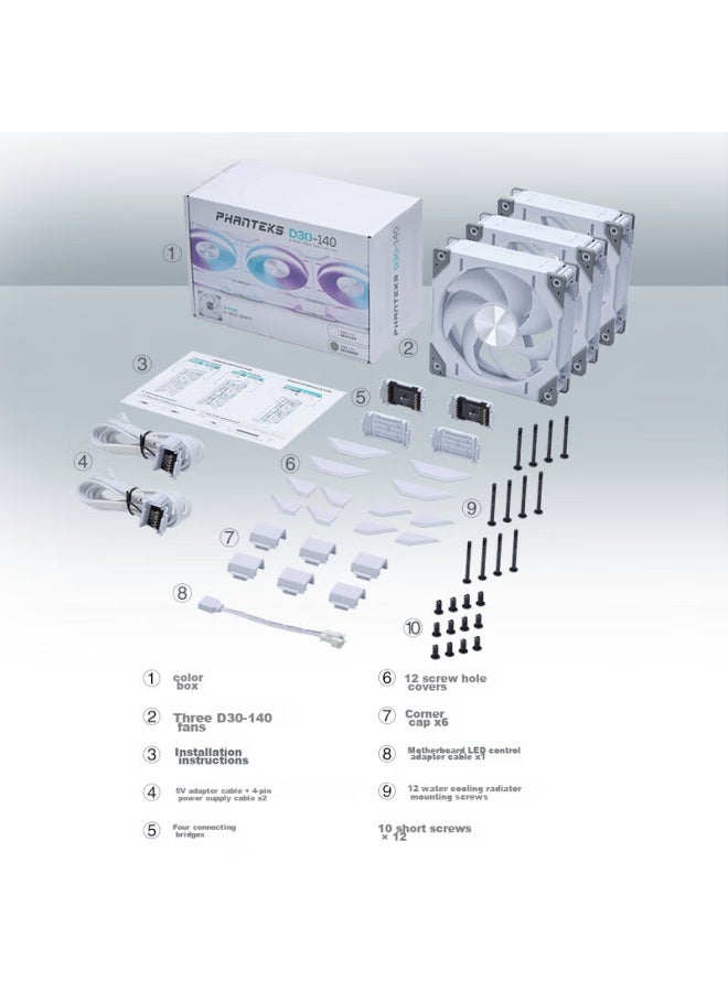 Phanteks D30 Building Block Edition Jingye 14cm White Case Water Cooling Radiator Argb Temperature Control Fan - Image 5