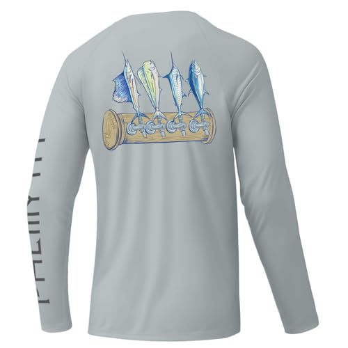 Palmyth Fishing Shirts for Men Long Sleeve Sun Protection Shirts UV UPF 50 TShirt Quick Dry Gray Tapped L - Image 1