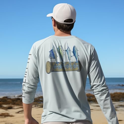 Palmyth Fishing Shirts for Men Long Sleeve Sun Protection Shirts UV UPF 50 TShirt Quick Dry Gray Tapped L - Image 3
