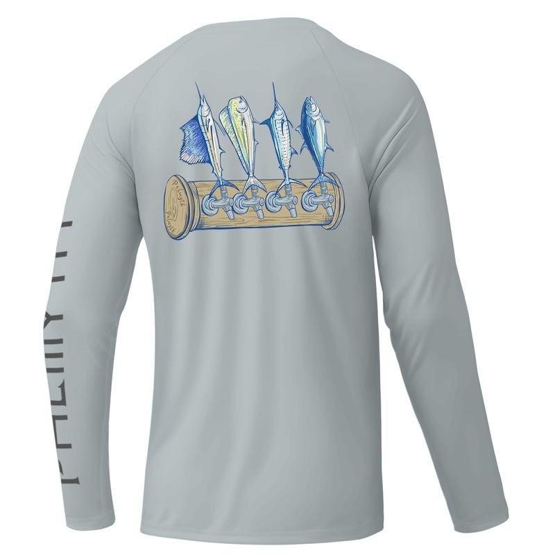 Palmyth Fishing Shirts for Men Long Sleeve Sun Protection Shirts UV UPF 50 TShirt Quick Dry Gray Tapped L - Image 2