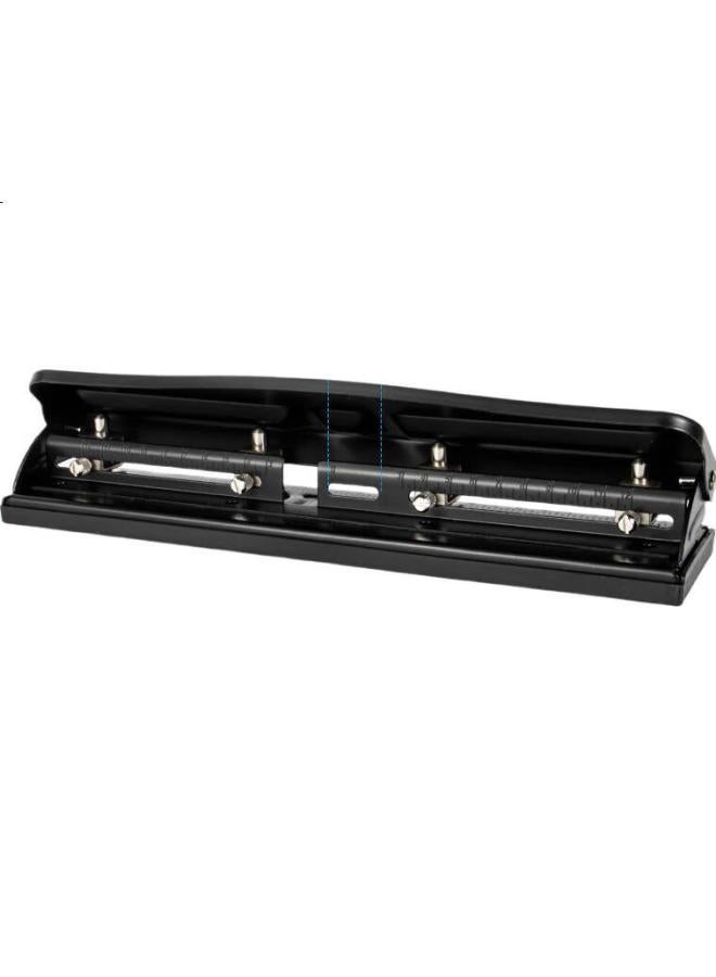 Tianse Adjustable Four-Hole Punch, Three-Hole Punch, Loose-Leaf Paper Punch, Adjustable Hole Spacing, A4 File Paper 4-Hole, Office Stationery, Ts-1003, Black - Image 3