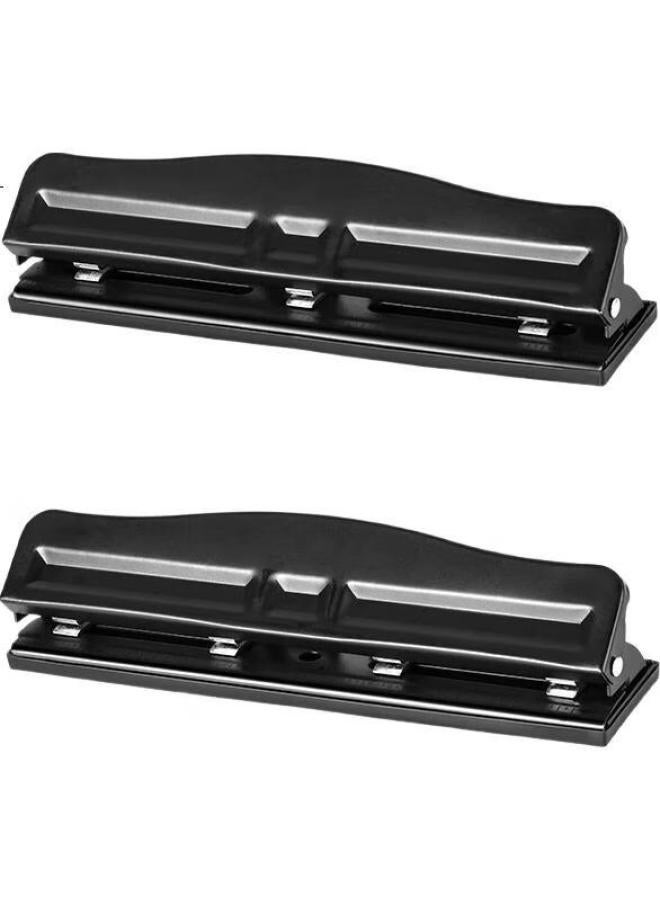 Tianse Adjustable Four-Hole Punch, Three-Hole Punch, Loose-Leaf Paper Punch, Adjustable Hole Spacing, A4 File Paper 4-Hole, Office Stationery, Ts-1003, Black - Image 2