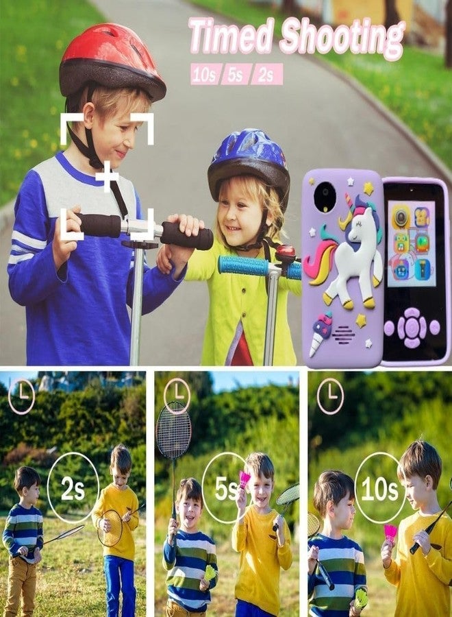 SUNNIFA Kids Toy Camera, Dual Selfie Digital Camera with Unicorn Silicone Cover, Photography and Video Recording, Pink, Christmas Birthday Gift for Toddler (Purple Unicorn) - Image 4