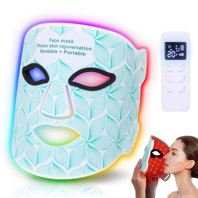 جهاز التجميل بالضوء الأحمر والأزرق بأضواء صفو كبيرة، قناع التجميل السيليكون المنزلي LED، جهاز تجديد البشرة بالضوء الفوتوني