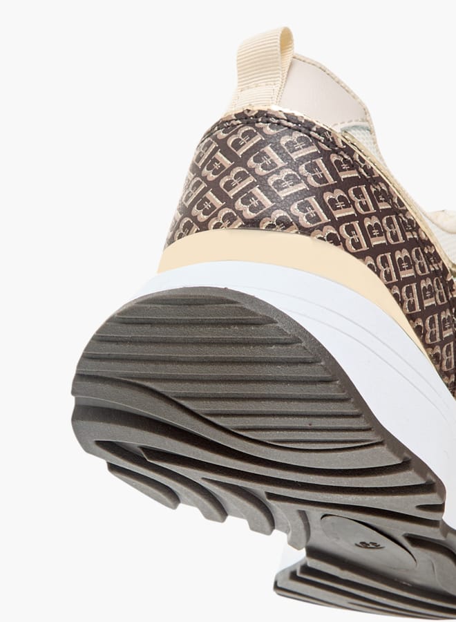 Flora Bella By Shoexpress Women Monogram Print Sneakers with Lace-Up Closure  - Image 5