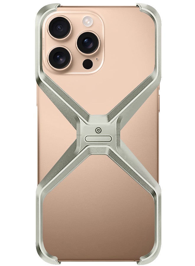 ( for iPhone 16 Pro Max ) Case X Shape Anti-Fall Bare Phone Case,Cool Design Luxury Metal Shockproof Anti-Scratch Slim Borderless Case - Image 1