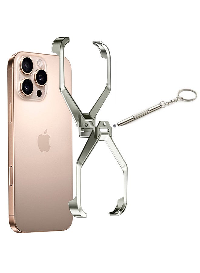 ( for iPhone 16 Pro Max ) Case X Shape Anti-Fall Bare Phone Case,Cool Design Luxury Metal Shockproof Anti-Scratch Slim Borderless Case - Image 2