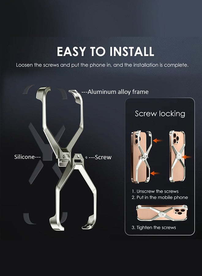 ( for iPhone 16 Pro Max ) Case X Shape Anti-Fall Bare Phone Case,Cool Design Luxury Metal Shockproof Anti-Scratch Slim Borderless Case - Image 4