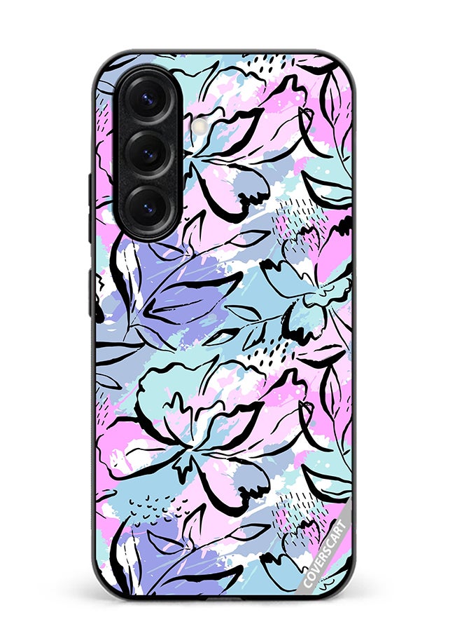 Protective Case Cover For Samsung Galaxy S25 Abstract Flowers Print Design Multicolour