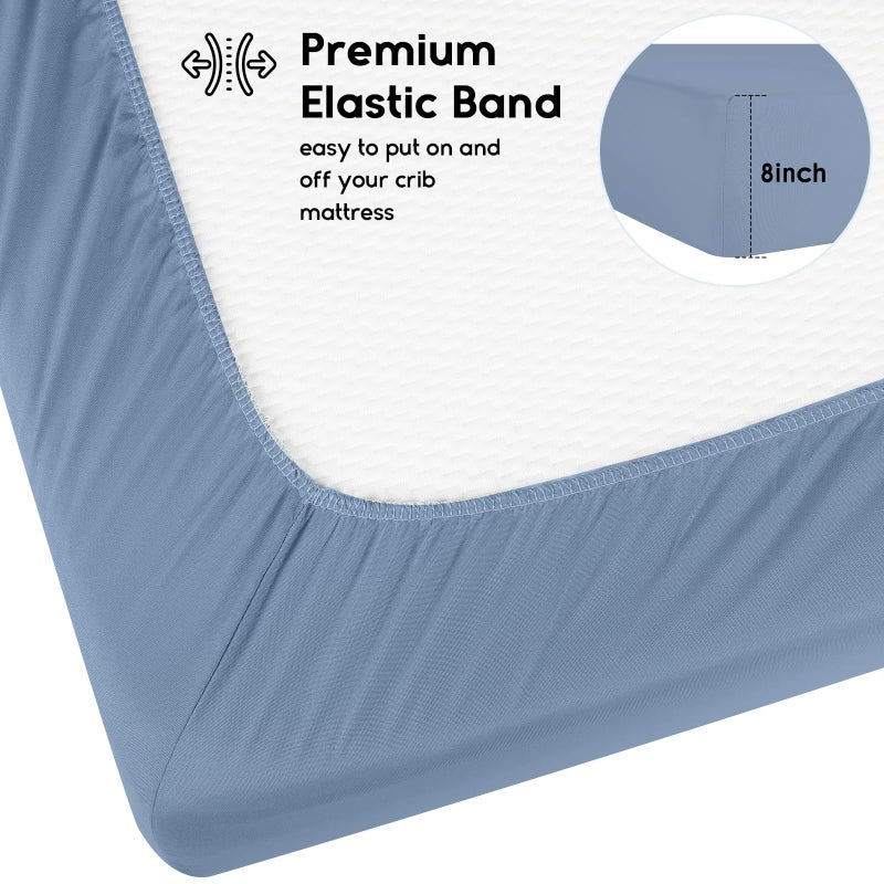 Yoofoss Baby Crib Sheets for Boys Girls, Fitted Crib Sheet 2 Pack for Standard Crib and Toddler Mattress, Super Soft Microfiber Baby Sheet 28x52x8in(Blue Rocket) - Image 3