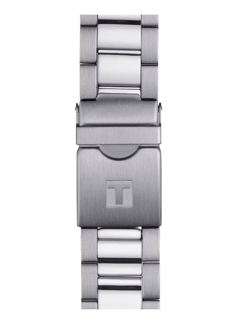 TISSOT ساعة سي ستار 1000 كرونوغراف بقرص أسود وحزام فولاذي فضي للرجال - T120.417.11.051.01 - Image 5