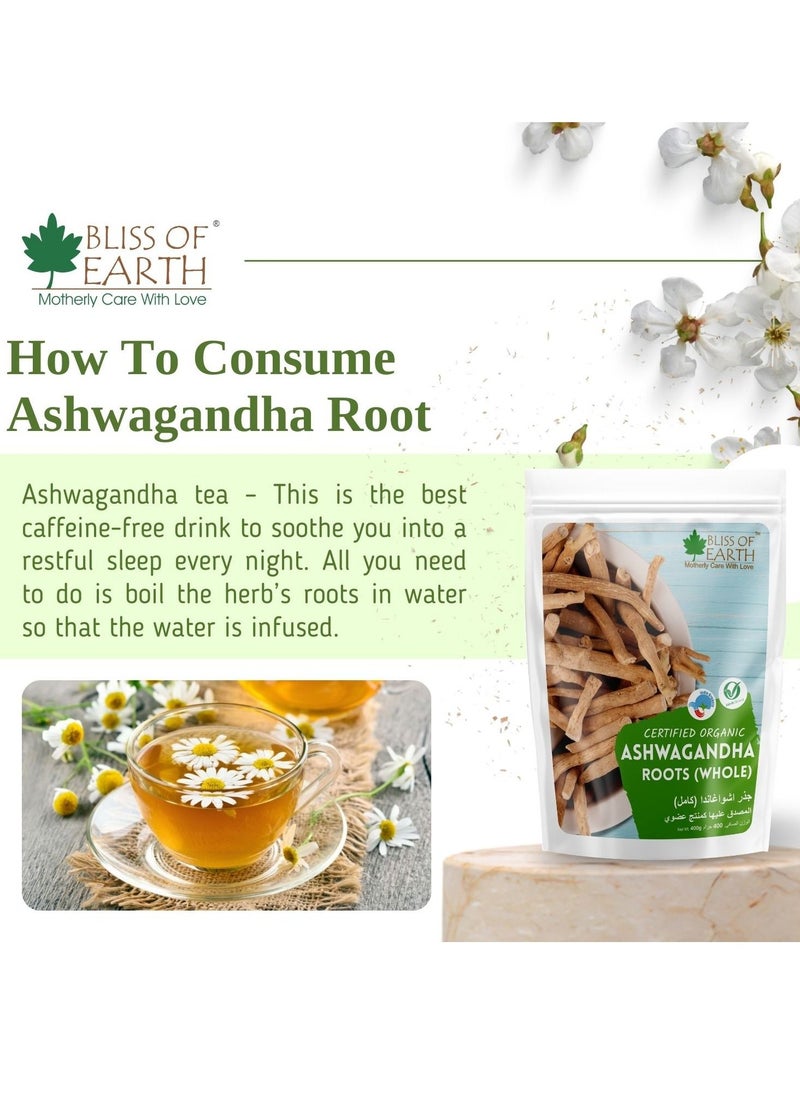 BLISS OF EARTH 200gm Ashwagandha root whole Indian Ginseng Withania Somnifera Helps Relives stress and Boost immunity Premium Edible Grade Root  - Image 5