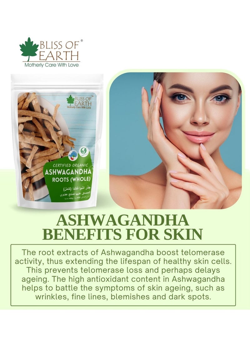 BLISS OF EARTH 200gm Ashwagandha root whole Indian Ginseng Withania Somnifera Helps Relives stress and Boost immunity Premium Edible Grade Root  - Image 4
