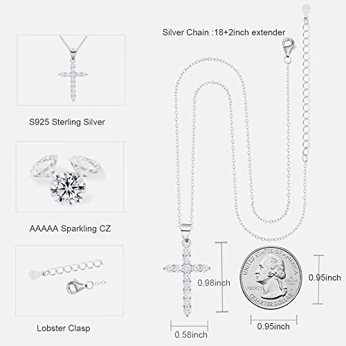 Aocelly Necklaces for Women Cross Pendant,14K Gold Plated Sterling Silver Cross Necklace for Women Cubic Zirconia Diamond, Womens Cross Necklace Faith Jewelry Gifts for Mom Wife Woman - Image 5