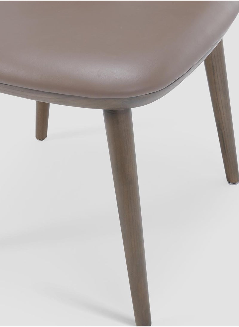 AL HUZAIFA FURNITURE Vinci Dining Chair, Upholstered With Bonded Leather, Grey Ashwood Legs  - Image 2