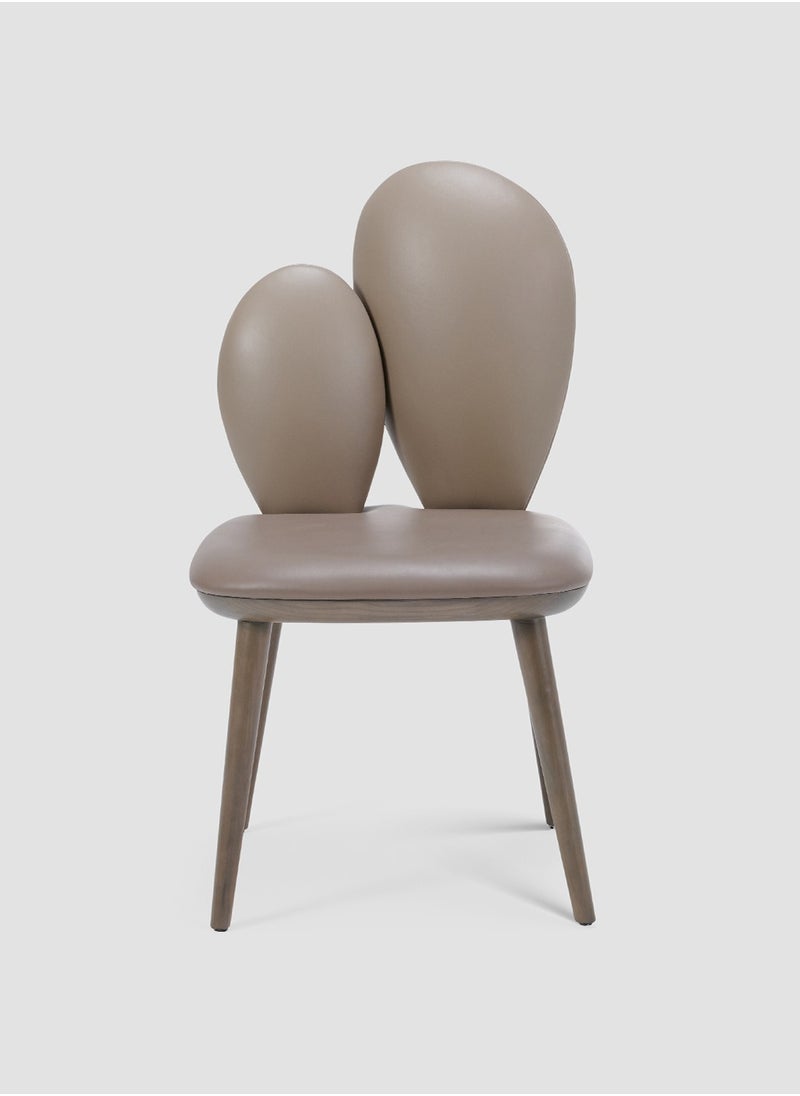 AL HUZAIFA FURNITURE Vinci Dining Chair, Upholstered With Bonded Leather, Grey Ashwood Legs  - Image 1
