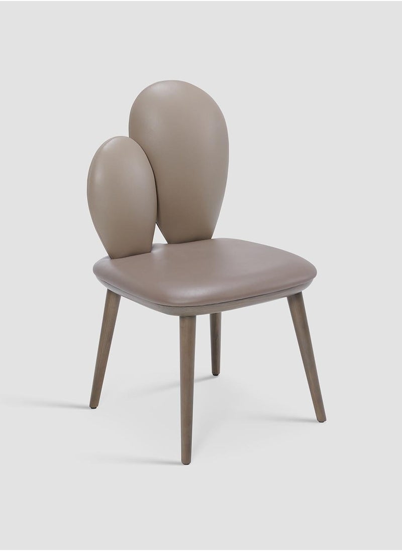 AL HUZAIFA FURNITURE Vinci Dining Chair, Upholstered With Bonded Leather, Grey Ashwood Legs  - Image 4