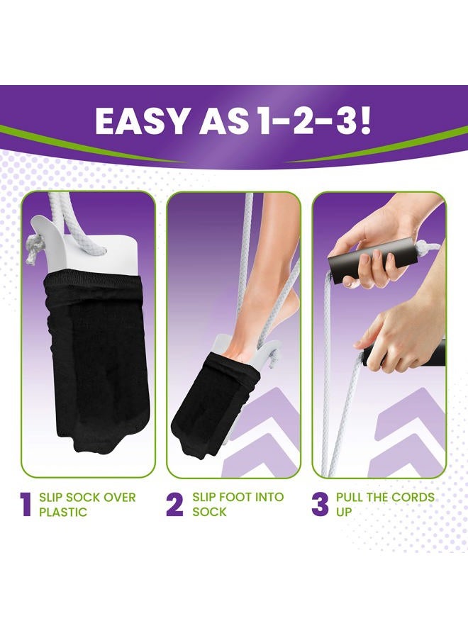 MARS WELLNESS Deluxe Molded Sock Aid Donner - Foam Grip Handles - 31" Adjustable Cords - Sock Helper Stocking Slider - Elderly, Senior, Pregnant Diabetics (Colors May Vary) - 1 Pack - Image 4