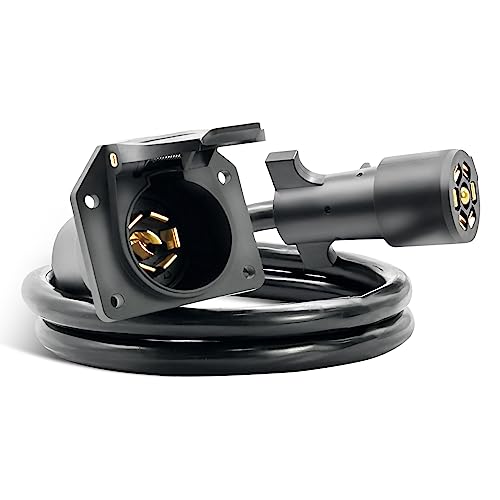 CXTM 7-Way Trailer Extension Cord Wire Cable(4FT), 7 Way Trailer Plug Socket Extension Cable, Wiring Harness 7 Prong Tow Wiring Connector Cord 7 Blade Trailer Wiring Connector Cord Wire (4ft) - Image 1