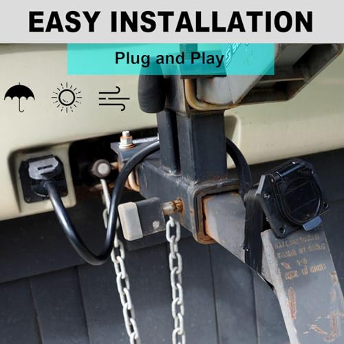 CXTM 7-Way Trailer Extension Cord Wire Cable(4FT), 7 Way Trailer Plug Socket Extension Cable, Wiring Harness 7 Prong Tow Wiring Connector Cord 7 Blade Trailer Wiring Connector Cord Wire (4ft) - Image 5