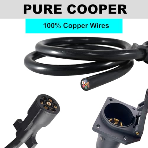 CXTM 7-Way Trailer Extension Cord Wire Cable(4FT), 7 Way Trailer Plug Socket Extension Cable, Wiring Harness 7 Prong Tow Wiring Connector Cord 7 Blade Trailer Wiring Connector Cord Wire (4ft) - Image 4