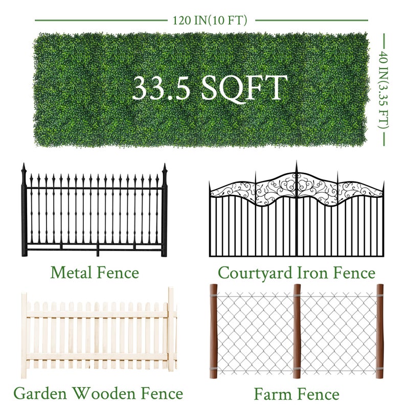 DOPGIB Artificial Ivy Privacy Fence Screen:40"x 120" (34 SQFT) 4-Layer Leaf UV-Anti Faux Greenery Boxwood Backdrop Ivy Vine Leaf Fence Panels for Outdoor, Indoor, Garden,Backyard and Decor - Image 2