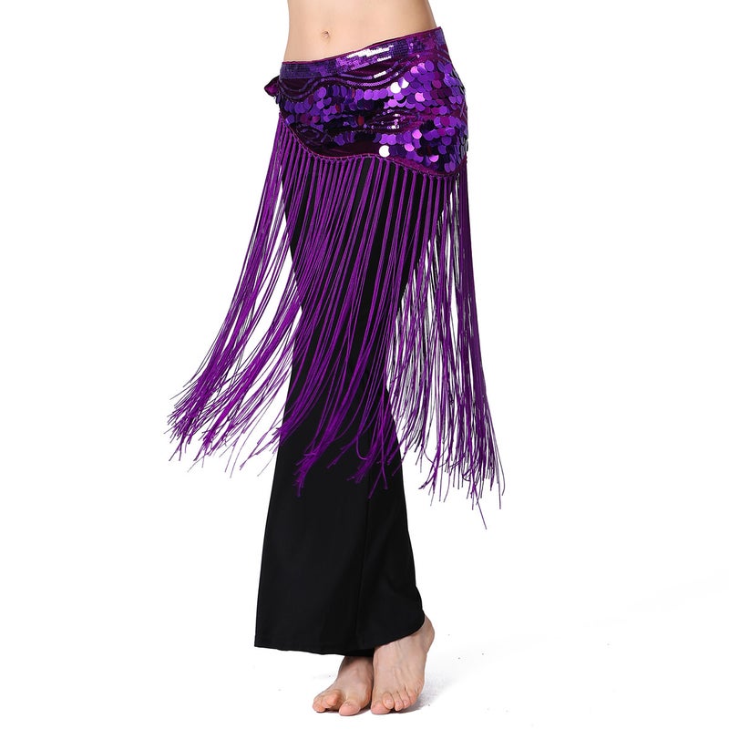 Sequin long tassel waist chain, belly dance waist chain, belly dance waist ornaments, dynamic belly dance waist chain Y1025(Coffee [Separate waist chain]], Free size) - Image 2