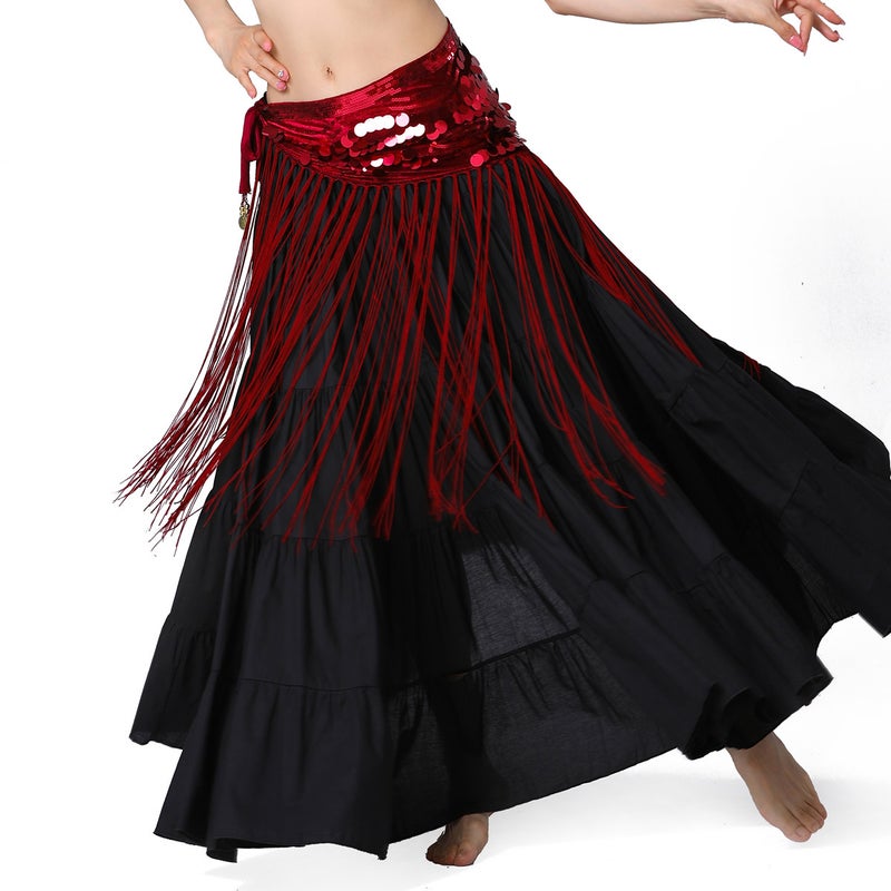 Sequin long tassel waist chain, belly dance waist chain, belly dance waist ornaments, dynamic belly dance waist chain Y1025(Coffee [Separate waist chain]], Free size) - Image 4