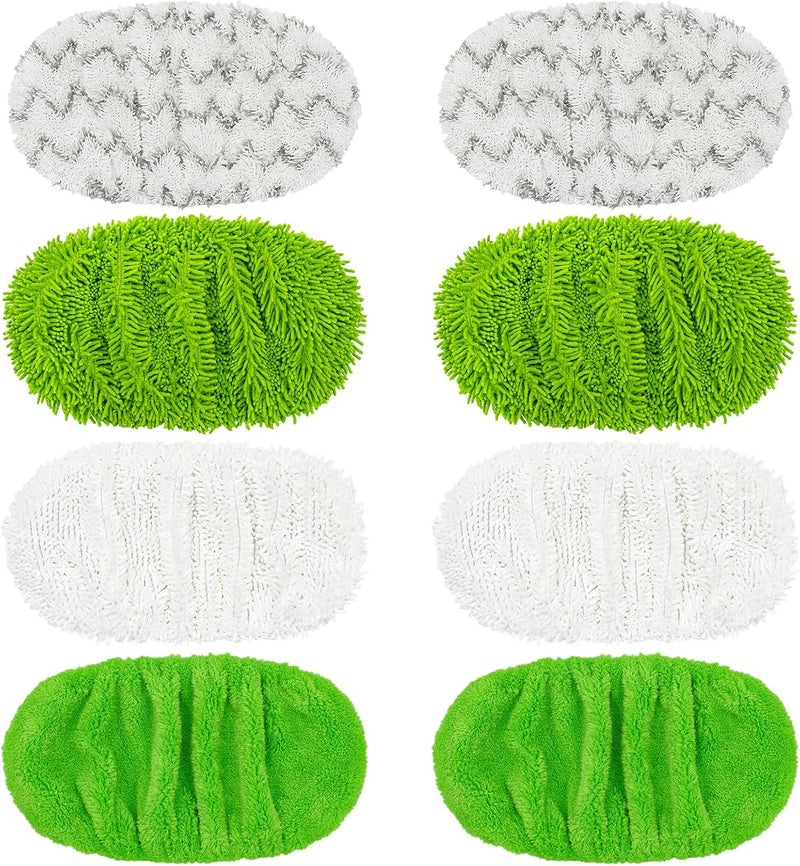 GFRED Mop Pads Compatible with Swiffer Sweeper XL Mop (Mixed Package (White&Green&Gray), 8 Pack Swiffer Swpper XL Elastic Pads) - Image 1
