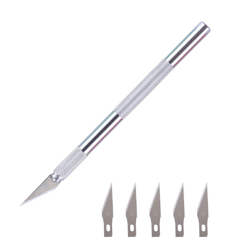 Pro Bamboo Kitchen Precision Hobby Knife - 1x Aluminum Handle 5X Stainless Steel Blades for DIY Arts Crafts PCB Repair Leather Films Cutting Caving Multi Purpose Sculpture Knife - Image 5