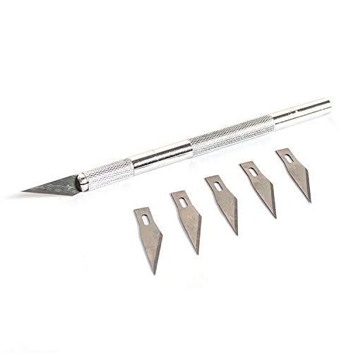 Pro Bamboo Kitchen Precision Hobby Knife - 1x Aluminum Handle 5X Stainless Steel Blades for DIY Arts Crafts PCB Repair Leather Films Cutting Caving Multi Purpose Sculpture Knife - Image 4