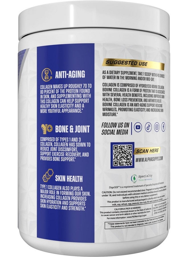 Alpha Supps Premium Hydrolyzed Collagen Protein Powder - Collagen Peptides Supplement for Men & Women with Digestive Enzymes - 30 Servings (Unflavored) - Image 3