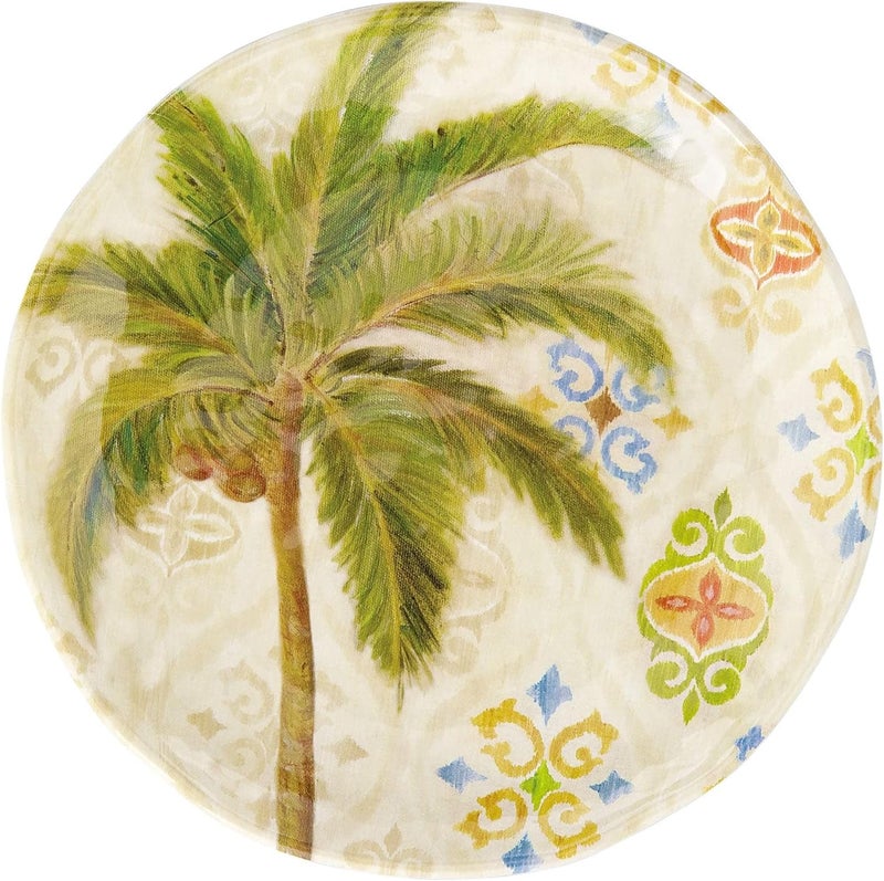 UP أطباق حلوى دائرية صغيرة من ميلامين إيكات بالم مجموعة 4 أطباق خضراء 6 إنش لتقديم المقبلات والوجبات الجانبية - Image 3