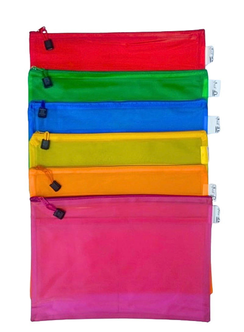 Libra A4 Zipper File Bags, Zippered Waterproof Pouch Plastic Zip Document Filing Folder Multicolors (Pack of 12)  - Image 2