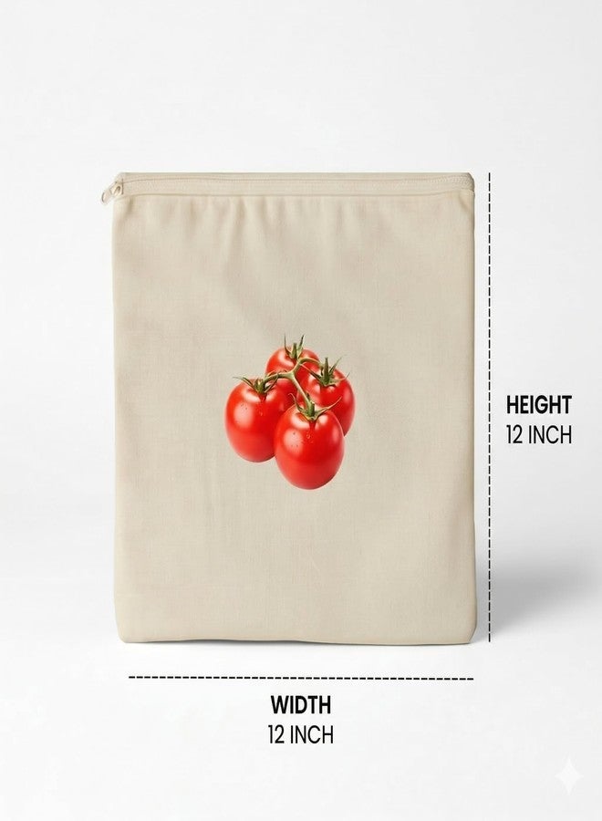 VEDHAK Reusable Cotton Fridge Storage Bags (Set of 10) – Eco Friendly Zipper Vegetable & Fruit Bags, Washable Breathable Produce Storage for Kitchen Organizer & Grocery - Image 3