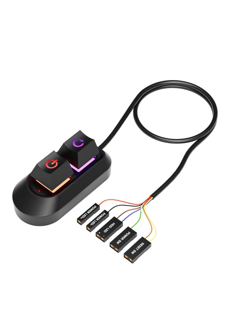 KASTWAVE - Desktop Switch Desktop Computer Power Switch, Desktop Computer Power Supply Control, for Desktop PC External Extension Switch Computer Boot Key Restart Key with LED Light - Image 1