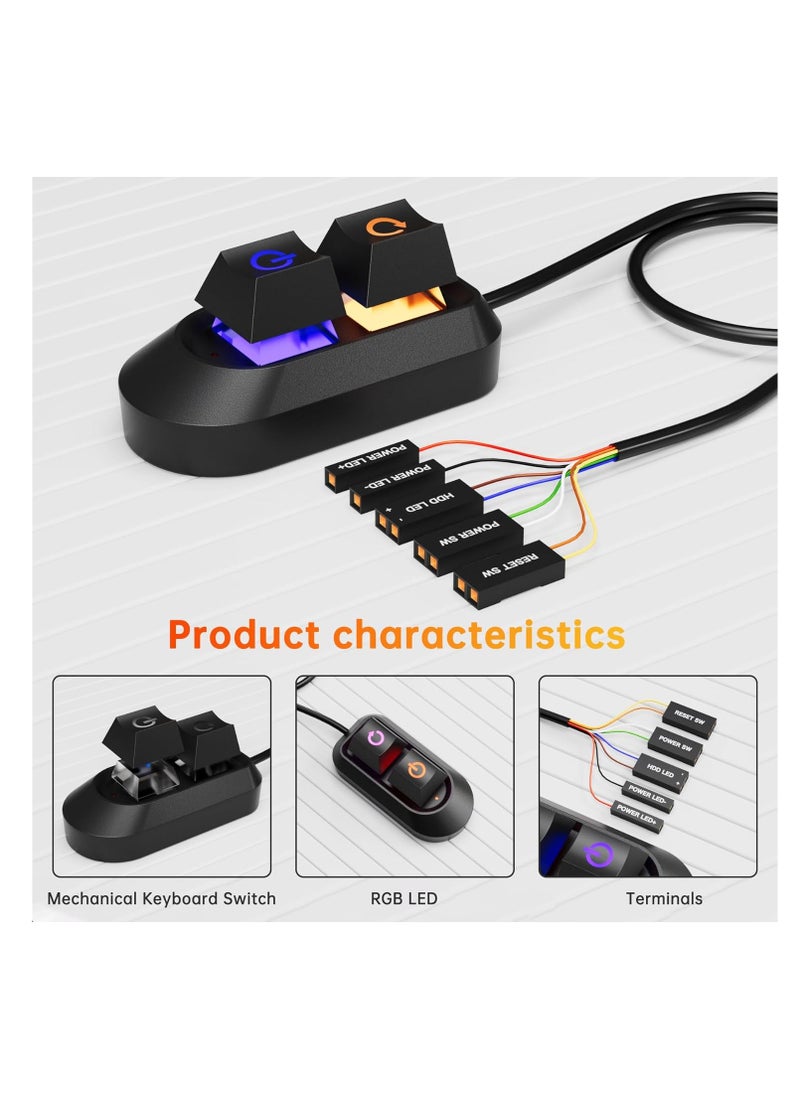 KASTWAVE - Desktop Switch Desktop Computer Power Switch, Desktop Computer Power Supply Control, for Desktop PC External Extension Switch Computer Boot Key Restart Key with LED Light - Image 1
