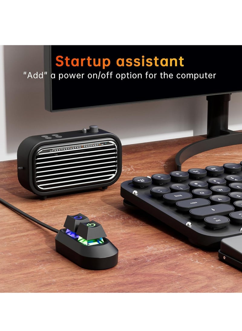 KASTWAVE - Desktop Switch Desktop Computer Power Switch, Desktop Computer Power Supply Control, for Desktop PC External Extension Switch Computer Boot Key Restart Key with LED Light - Image 1